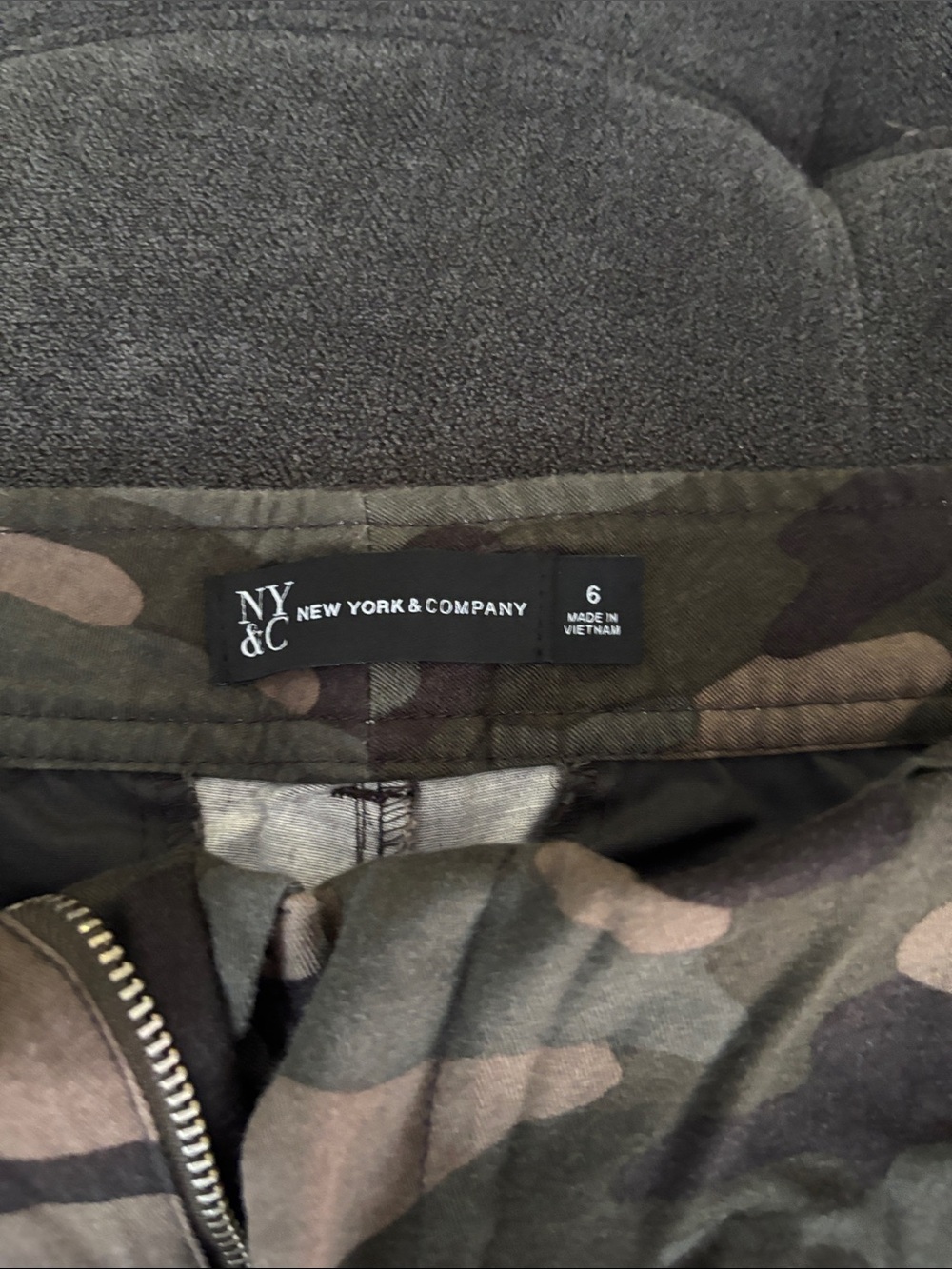 New York & Company Women's Camouflage Cargo Shorts — Olive & Tan - Picture 5 of 5